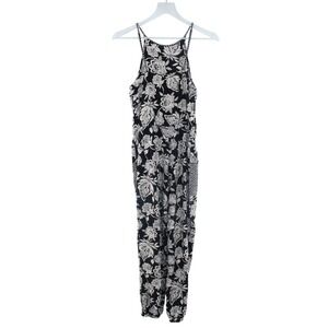 American Eagle Jumpsuit Floral Boho Sleeveless Size Small Black White